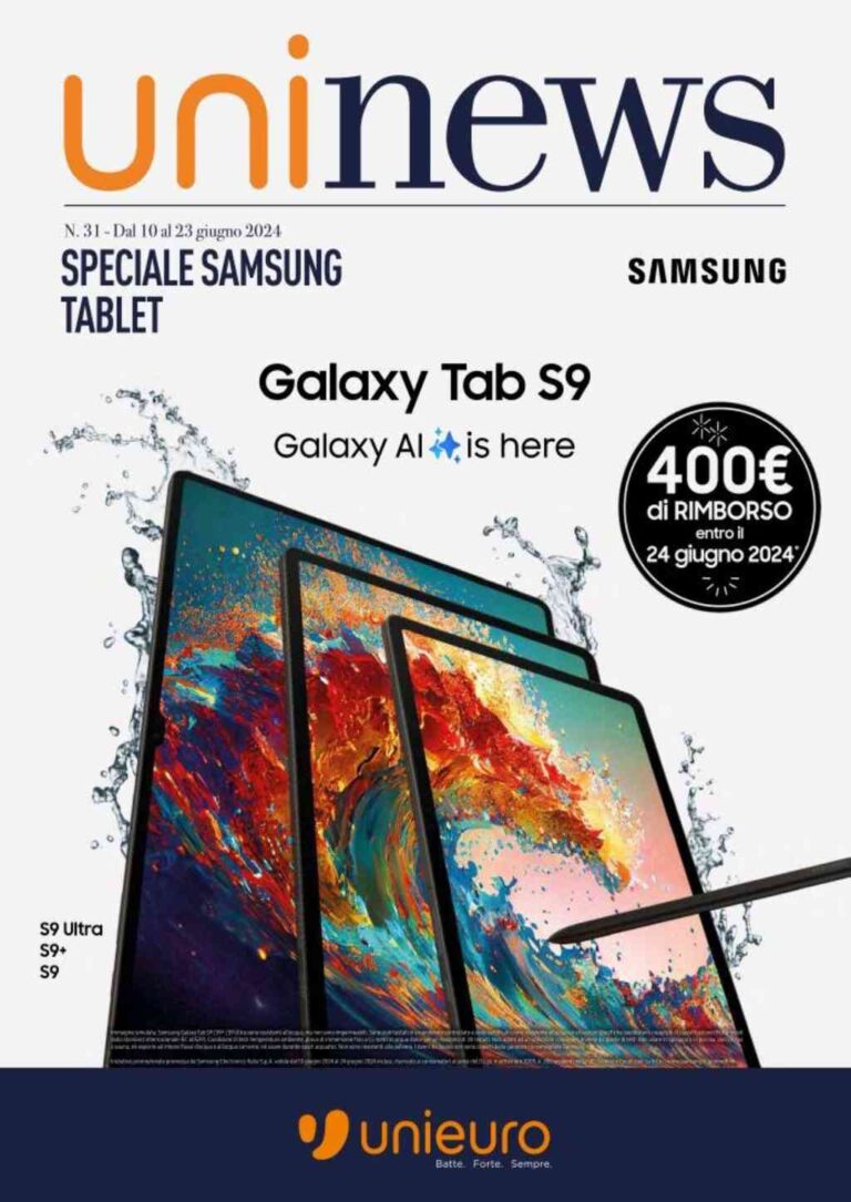 Unieuro: il Cashback di Samsung Galaxy Tab S9